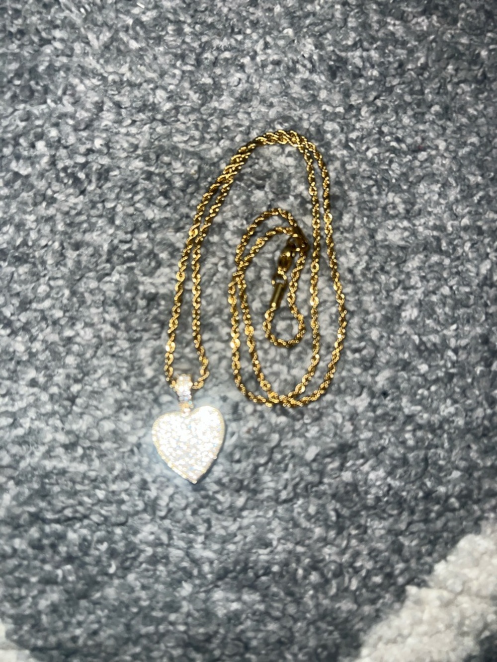 Gold-Tone Heart Pendant Necklace with Pavé Crystal Accent